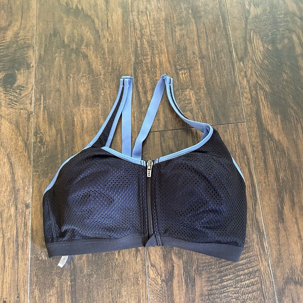 Victoria's Secret VSX Front Zip Sports Bra 36C Mesh Overlay